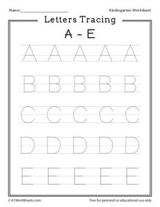 Letters Tracing A-E (Uppercase)