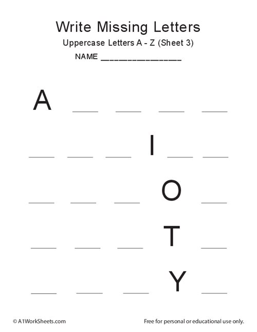 Missing Letters A-Z (uppercase)