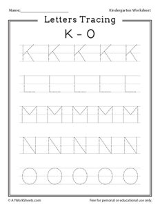 Letters Tracing K-O (Uppercase)