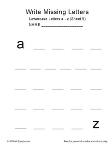 Missing Letters a-z (lowercase)