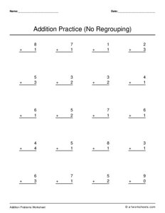 One Digit Addition (No Regrouping)