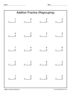 Single Digit Addition (with Regrouping)