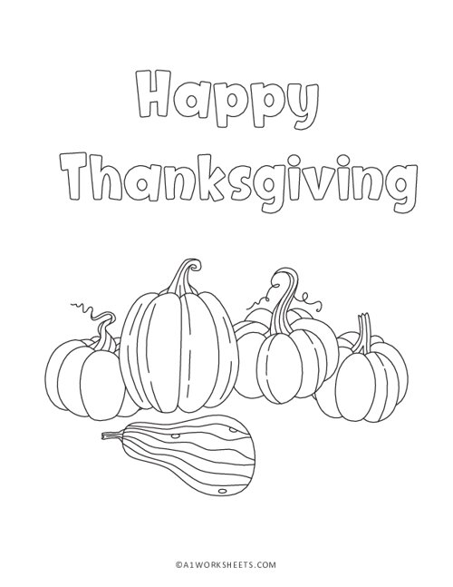 Thanksgiving themed Pumpkins Coloring Pages for Kids