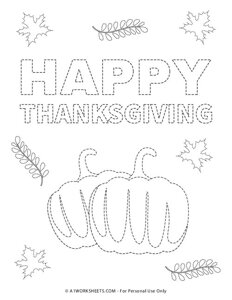 Happy Thanksgiving Tracing Pages