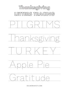 Thanksgiving Letter Tracing