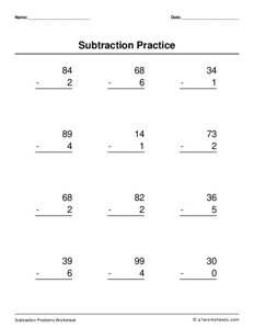 Two Digit Subtraction (No Regrouping)