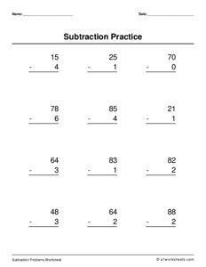 Two Digit Subtraction (No Regrouping)