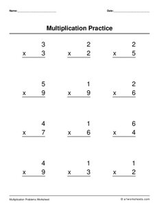 One Digit Multiplication (No Regrouping)