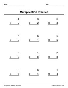 One Digit Multiplication (No Regrouping)