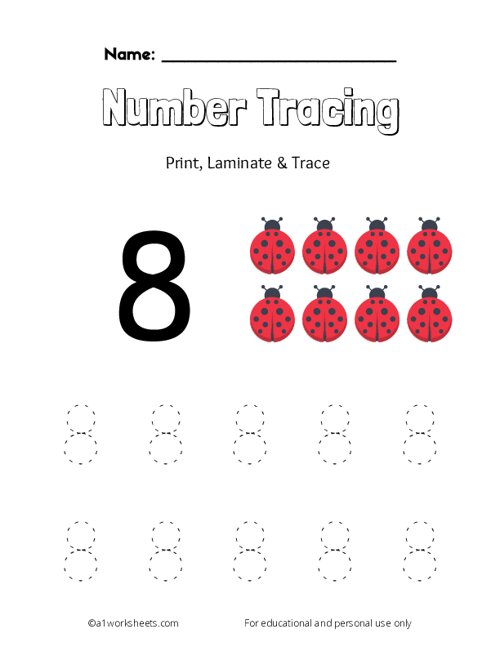 Printable Number Tracing Worksheet 8 6056
