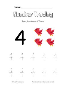 Trace the Number 4
