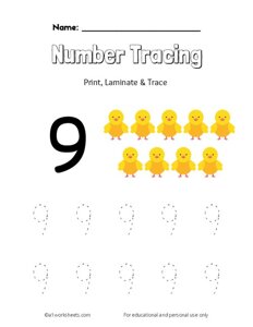 Trace the Number 9