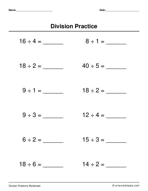 Basic Math Division Grade 1 Worksheets