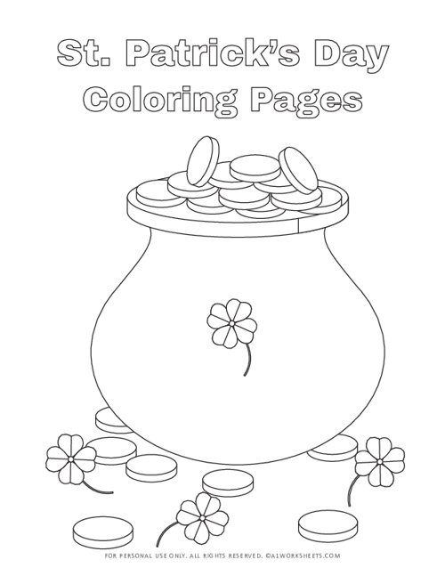 St. Patricks Day Pot of Gold Coloring Pages