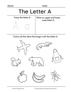 Tracing the Letters A a