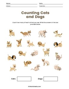 Counting Animals Addition Worksheet