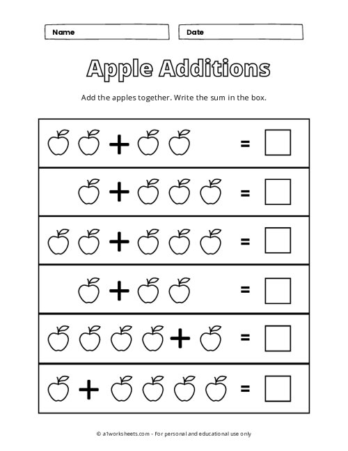 kindergarten-apple-addition-worksheets
