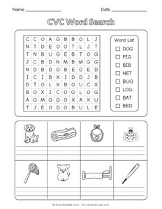 CVC Word Search and Color