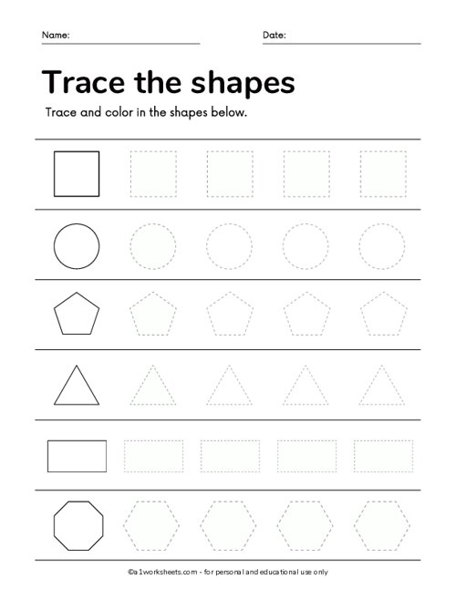 Printable Shape Tracing Worksheet 9782