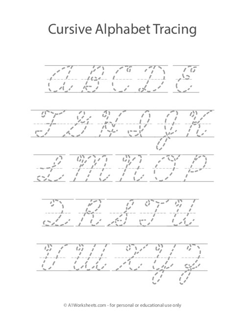cursive alphabet letters tracing a z uppercase worksheet