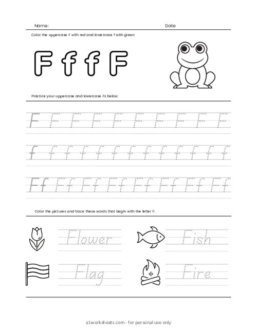 Free Printable Letters Tracing Worksheets For Letter F