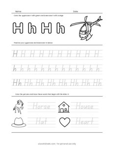 Letters Tracing H (Trace the Letter H)