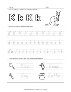 Letters Tracing K (Trace the Letter K)
