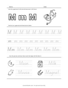 Letters Tracing M (Trace the Letter M)