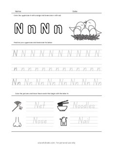 Letters Tracing N (Trace the Letter N)