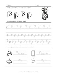 Letters Tracing P (Trace the Letter P)