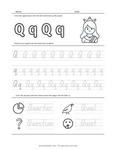 Letters Tracing Q (Trace the Letter Q)