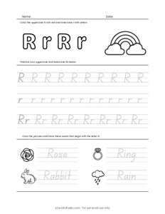 Letters Tracing R (Trace the Letter R)