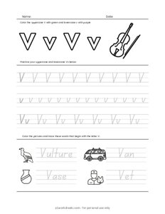 Letters Tracing V (Trace the Letter V)