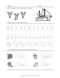 Letters Tracing Y (Trace the Letter Y)