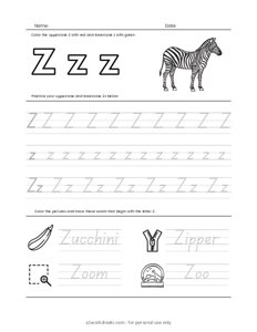 Letters Tracing Z (Trace the Letter Z)