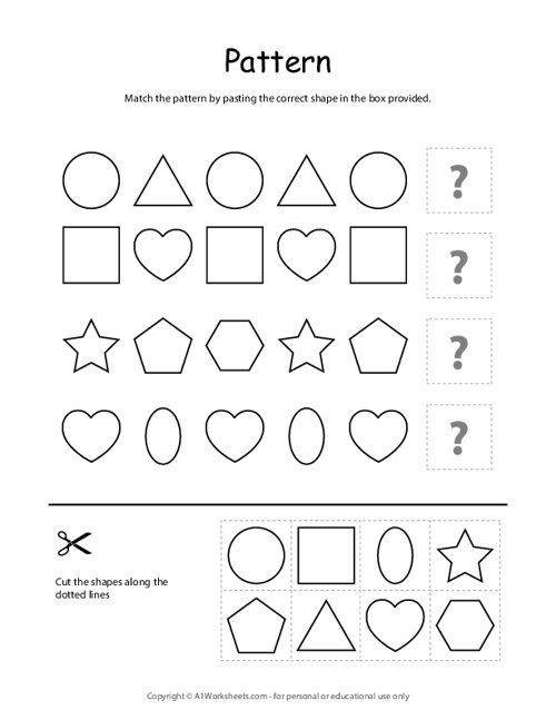 Pattern Shapes Worksheet - Cut and Paste