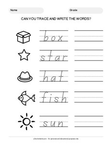 Letter Tracing and Spelling Worksheet