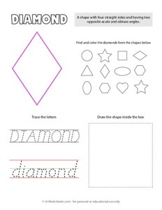 Trace and Color Shapes - Diamond