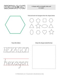 Trace and Color Shapes - Hexagon