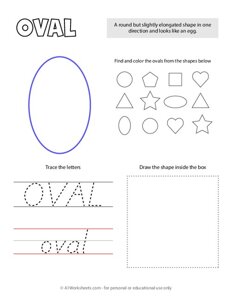 Trace and Color Shapes - Oval