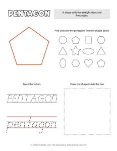Trace and Color Shapes - Pentagon