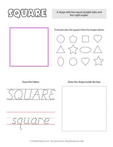Trace and Color Shapes - Square