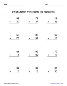 Two 2-Digit Addition (No Regrouping) Worksheet #2