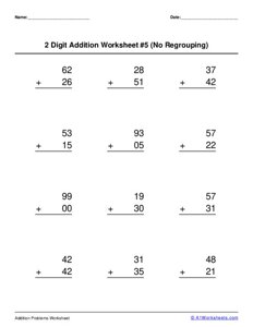 Two 2-Digit Addition (No Regrouping) Worksheet #5