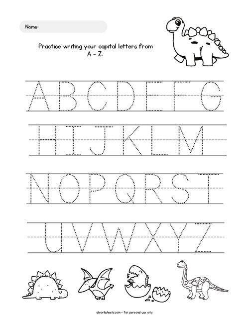 Dinosaur Alphabet Tracing (Uppercase)
