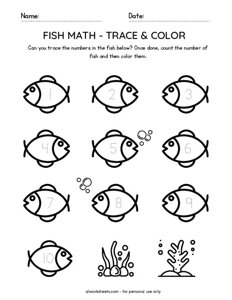 Fish Math - Trace the Number