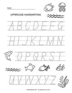Fish Themed Uppercase Letter Tracing
