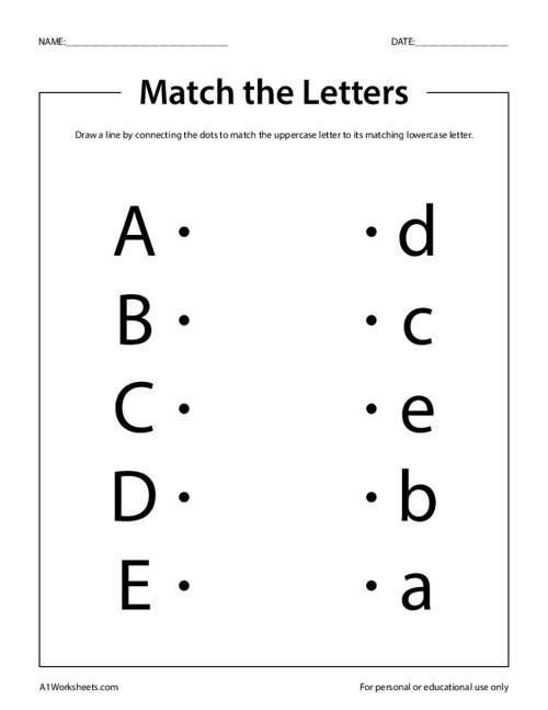 letter matching worksheet a e letter matching worksheet matching ...