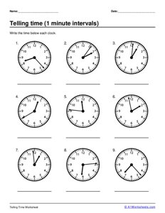 Telling Time - 1 minute intervals #3