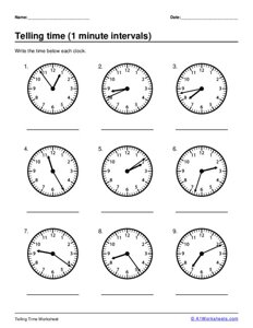 Telling Time - 1 minute intervals #4
